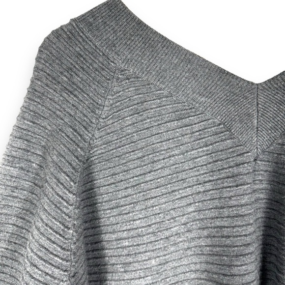 4 for $40 SALE!M Made In Italy Double V Neck Ribbed Sweater, Anthracite Grey, S - Picture 8 of 10